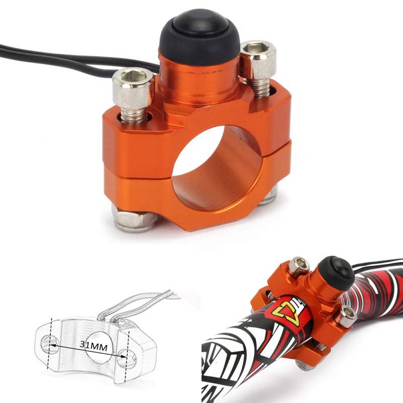 jfgracing CNC Universal Motorrad Motor Stop Start Kill Switch Button mit Mounting Backplate für 7/20,3 cm Lenker SX EXC XCF LC4 SMR SMC Super – Orange von JFG RACING