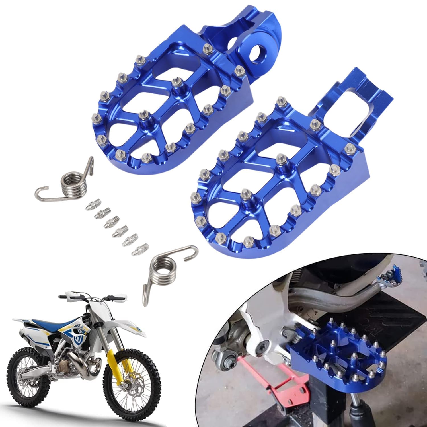 Motorrad Fußrasten CNC Aluminium Ruhepedale für SX SX-F EXC EXC-F XC XC-F MC EC EX TC FC TE FE TX FX-Blau von JFG RACING