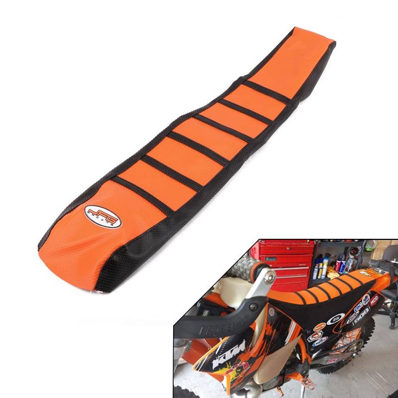 JFG RACING Motorrad Sitzbankbezug,Orange/Schwarz Motorrad Greifer Weiche Motorrad Sitzbezug Für 65 85 125 200 250 300 400 450 525 SX EXC MXC 03-07 von JFG RACING