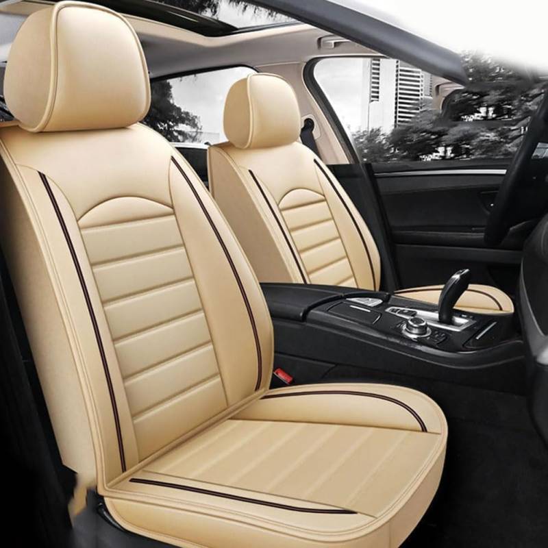 JGGQSY Auto Sitzbezüge für Lexus GX 1.Gen 2004-2023 2024, Wasserdichter rutschfest Atmungsaktiv Leder Sitzschoner, Auto Innenraum Zubehör,C/beige Style von JGGQSY