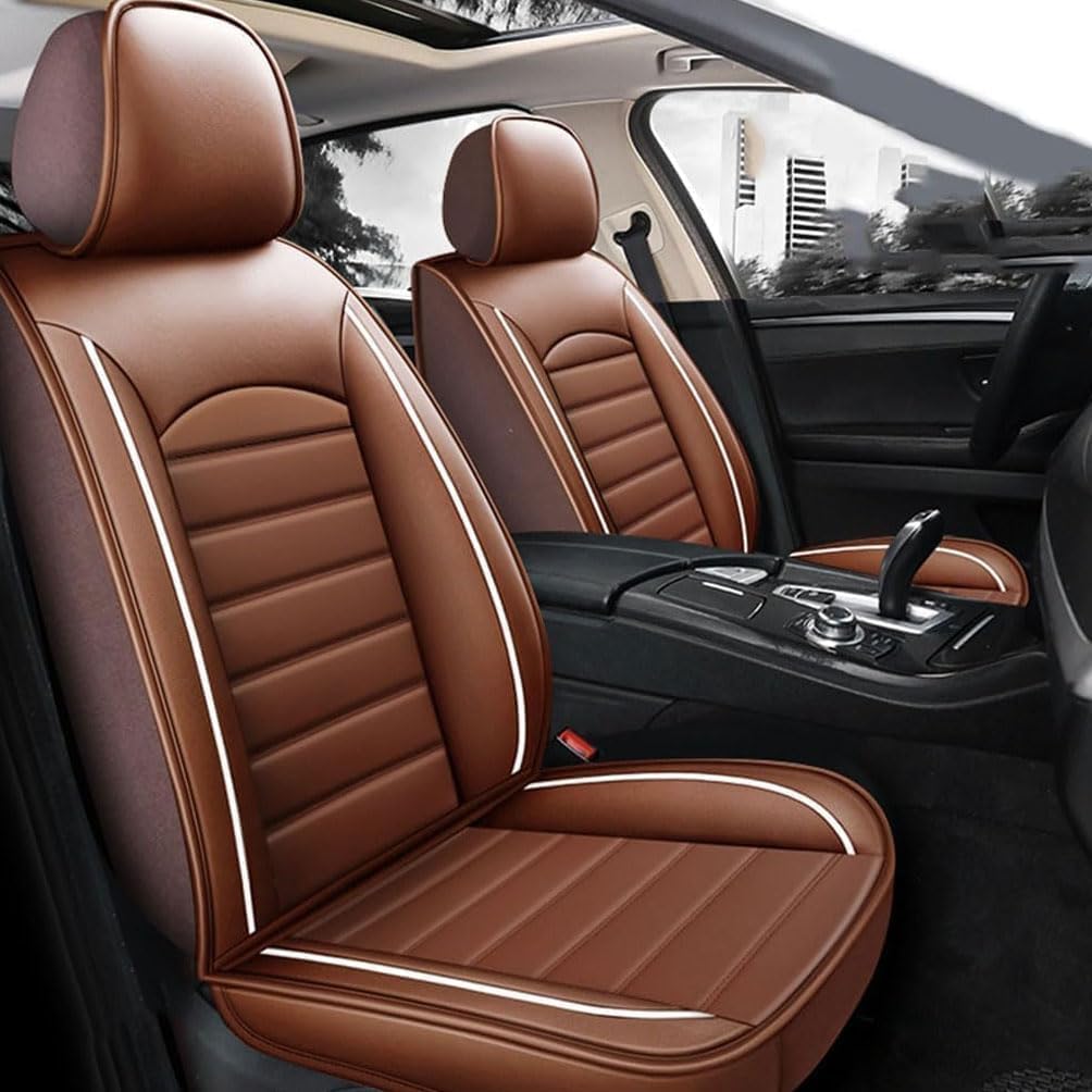 JGGQSY Auto Sitzbezüge für VW Polo V GTI 2012-2023 2024, Wasserdichter rutschfest Atmungsaktiv Leder Sitzschoner, Auto Innenraum Zubehör,E/coffee Style von JGGQSY