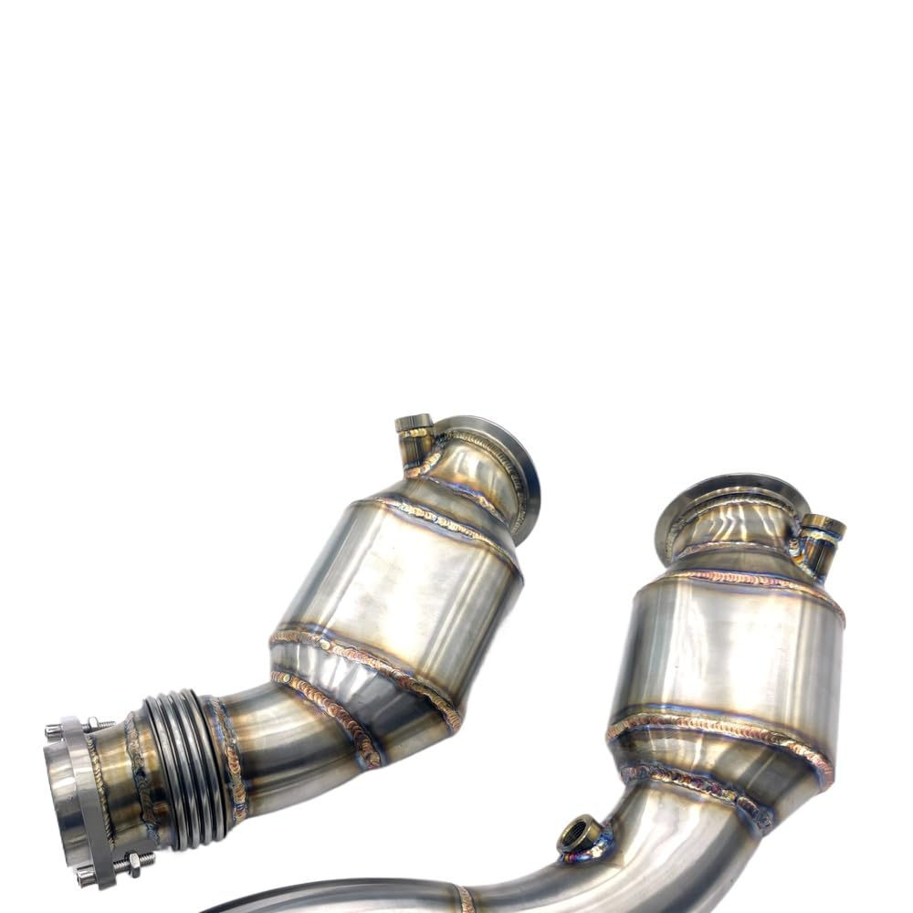 Flow Performance Downpipe-Abgassystem für M3 M4 F80 F82 mit katalytischem Krümmer, kompatibel mit Modellen ohne Wärmedämmung(100 cell) von JGHFReW