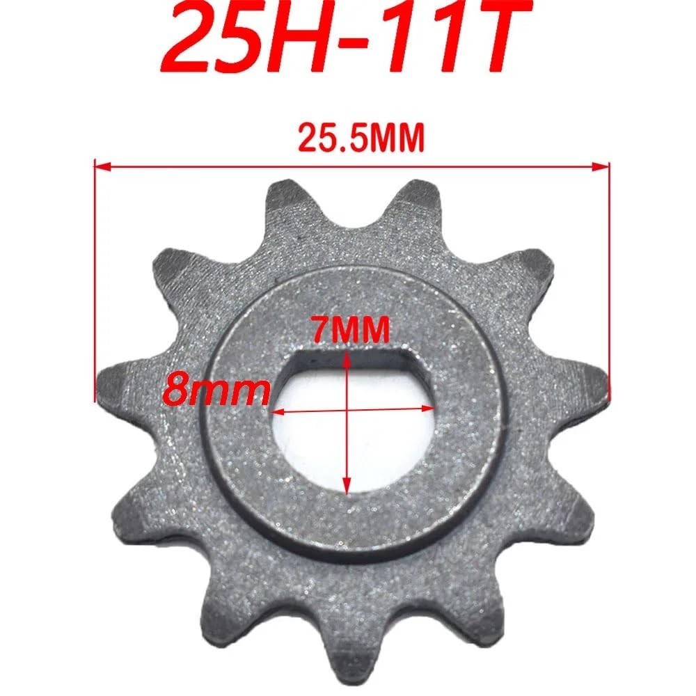 Kettenrad Elektroroller T8F/25H 9T 11T 8mm 10mm kompatibel mit Elektro 500W 1000W(25H-11T A) von JGHFReW