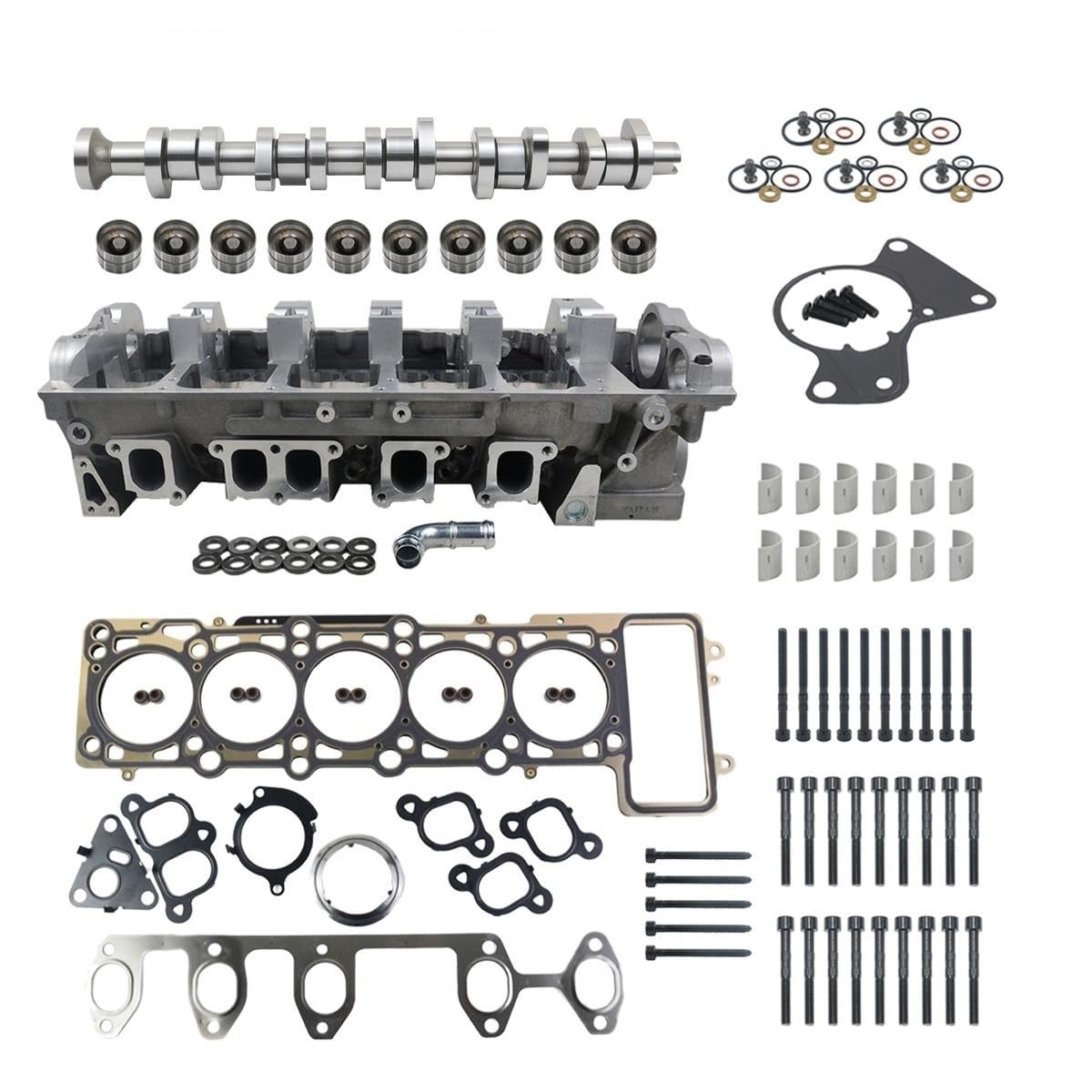 Kompletter Zylinderkopfsatz, kompatibel mit T5 Bus Pritschenwagen 25 TDI-Modellen BNZ BPC BPD BPE 070103063D 070103063K, geeignet Kompatibel mit verschiedene Anwendungen von JGHFReW