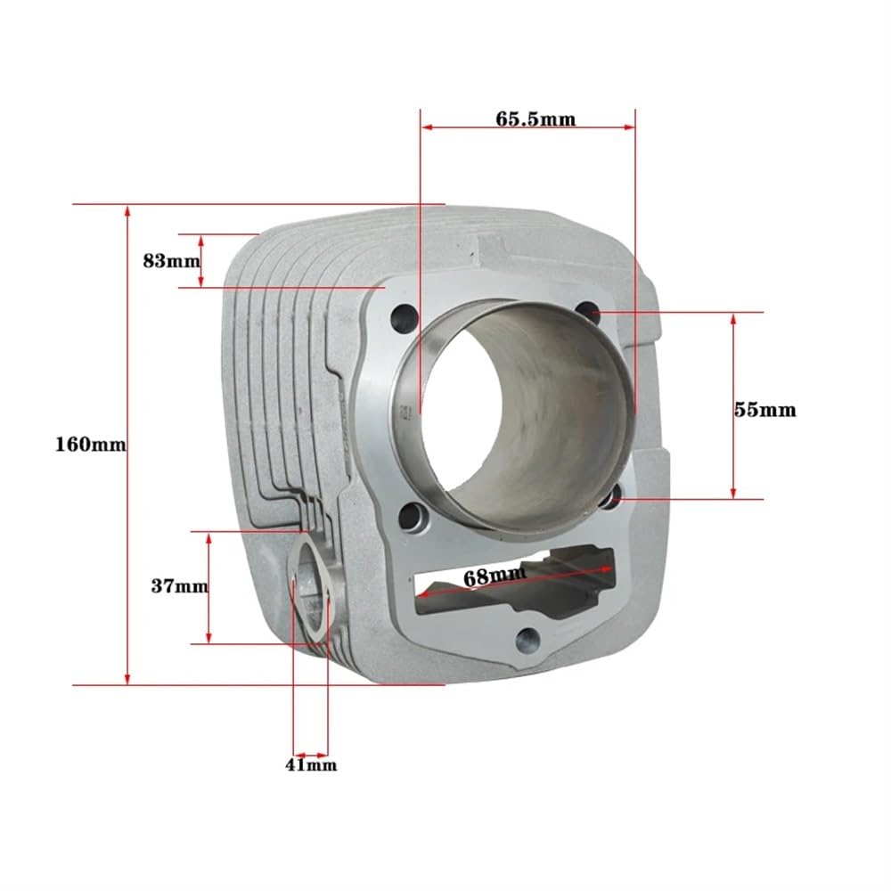 Motorrad Luftgekühlter Motor Kolbenring Zylinderblockdichtung 65,5 mm Kompatibel mit CB250cc ZS166FMM CB250D-G Kayo T4 und ähnlichen Modellen(CYLINDER BODY) von JGHFReW