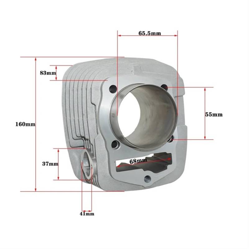 Motorrad Luftgekühlter Motor Kolbenring Zylinderblockdichtung 65,5 mm Kompatibel mit CB250cc ZS166FMM CB250D-G Kayo T4 und ähnlichen Modellen(CYLINDER BODY) von JGHFReW