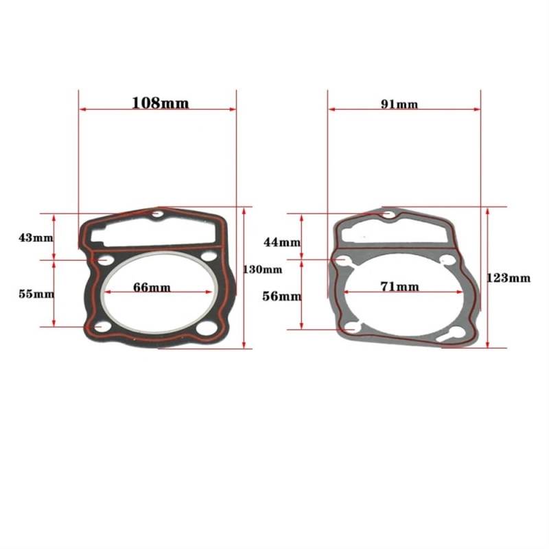 Motorrad Luftgekühlter Motor Kolbenring Zylinderblockdichtung 65,5 mm Kompatibel mit CB250cc ZS166FMM CB250D-G Kayo T4 und ähnlichen Modellen(UP AND DOWN THE MAT) von JGHFReW