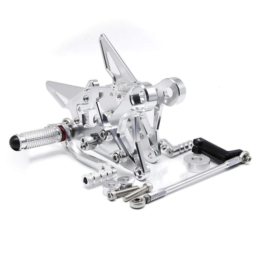 Verstellbare hintere Fußstützen, Fußrastenanlage, Fußrasten, kompatibel mit CFMOTO CF XO-1 Papio 125 CF125 XO-1, ABS, CNC-kompatible Pedal-Fußrasten(SILVER) von JGHFReW