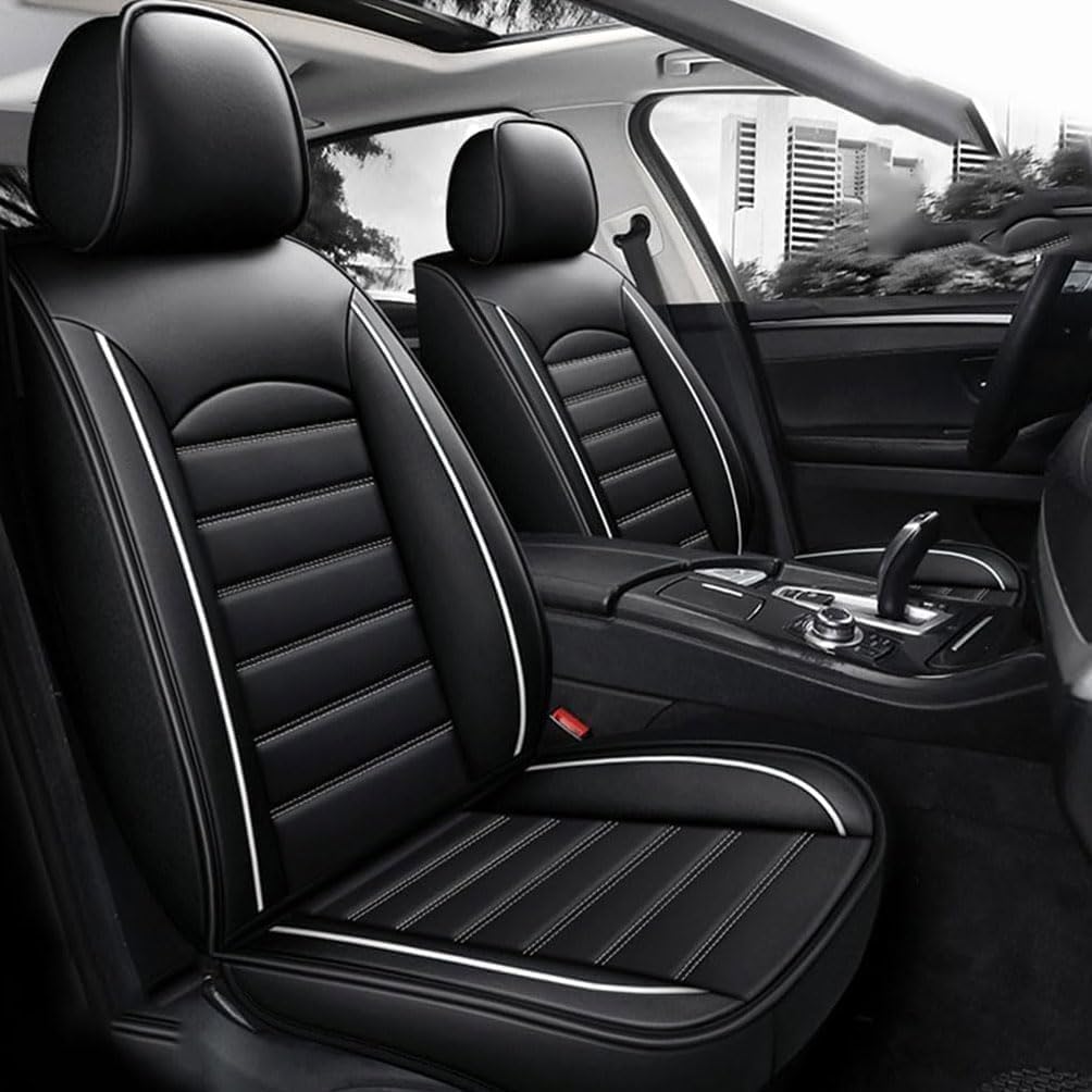 2 Stück Auto Sitzbezüge für VW Jetta VI 2011-2023 2024, Wasserdicht Atmungsaktiv Verschleißfest Schonbezüge Autositz Sitzschoner,D/black and white von JGQFB