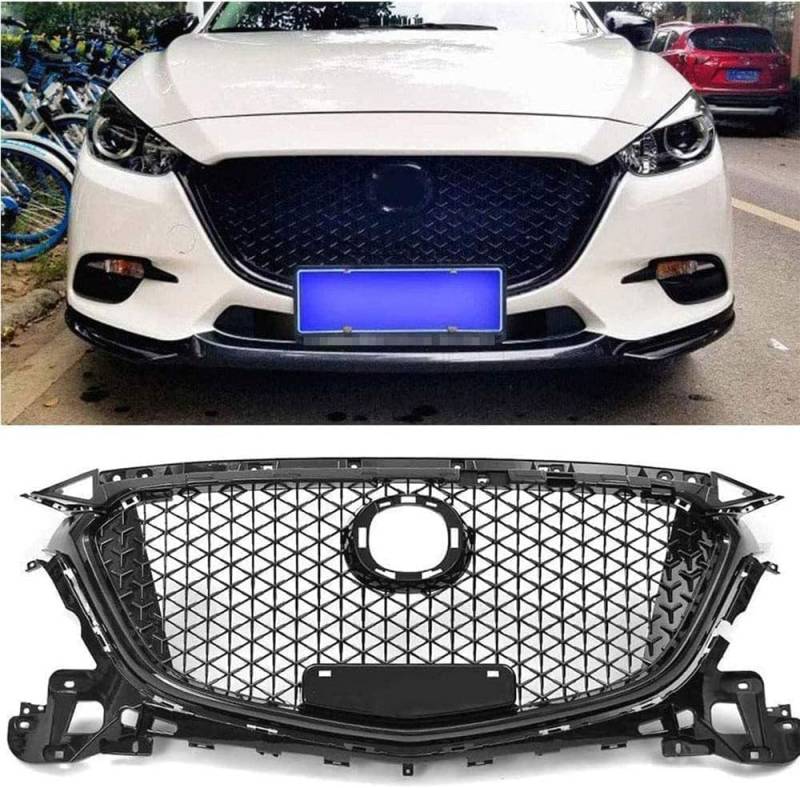 Kühlergrill passt für Mazda 3 Axela 2017 2018, Kühlergrill, Vordere Niere Stoßstange Grillersatz, Zubehör für Außenmodifikationen von JGQFB