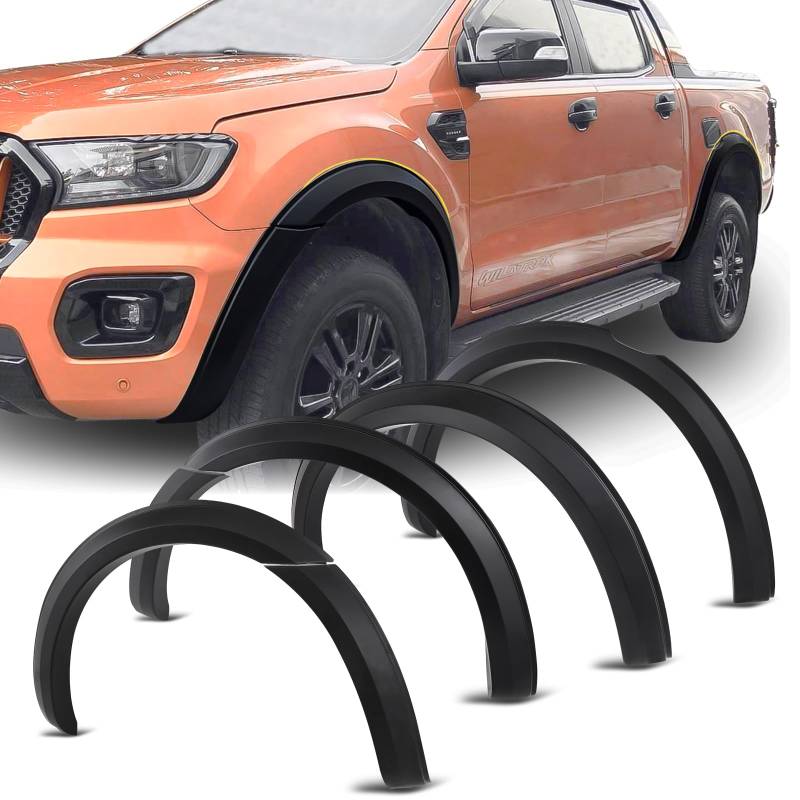 JHCHAN Fender Flares Kotflügelverbreiterung für Ford Ranger T7 T8 2015-2022, Extra Breit 4" ABS Radkastenverlängerung und Schmutzfänger Schwarz matt (2015-2022 Ohne PDC) von JHCHAN