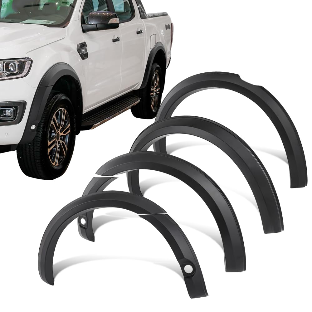 JHCHAN Fender Flares Kotflügelverbreiterung für Ford Ranger T8 2019-2022 Mit PDC, Extra Breit 4" ABS Radkastenverlängerung und Schmutzfänger Schwarz matt von JHCHAN