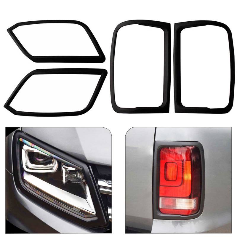 JHCHAN Heckscheinwerferabdeckung, Vorder- und Rücklicht-Set, Außenschutzverkleidung für VW Amarok 2009–2022 V5 V6 Highline Startline Trendline Aventura Atacama Canyon (1 Satz) von JHCHAN