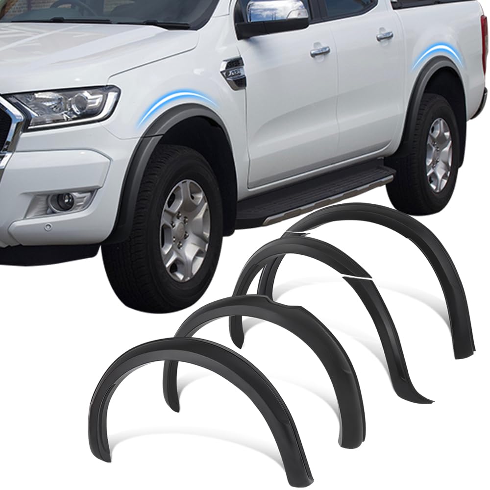 JHCHAN Kotflügelverbreiterung 20mm für Ford Ranger 2015-2018 XL XLT Tremor Limited Wildtrak Wildtrak X Platinum T7 Doppelkabine ABS Radlauf Schwarz ohne PDC 3 Zoll Fender Flares von JHCHAN