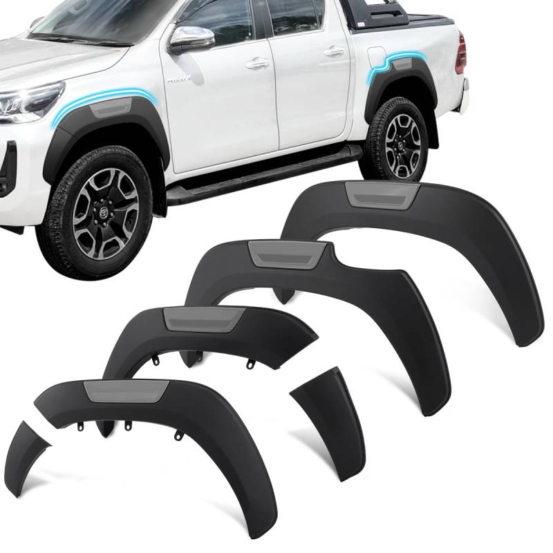 JHCHAN Kotflügelverbreiterung 6" Fender Flares für Toyota Hilux 2015-2024, Hilux AN110 AN120 AN130 Invincible Revo Rocco GR Sport SR 12mm Taschenstil Radkastenverlängerung ABS von JHCHAN