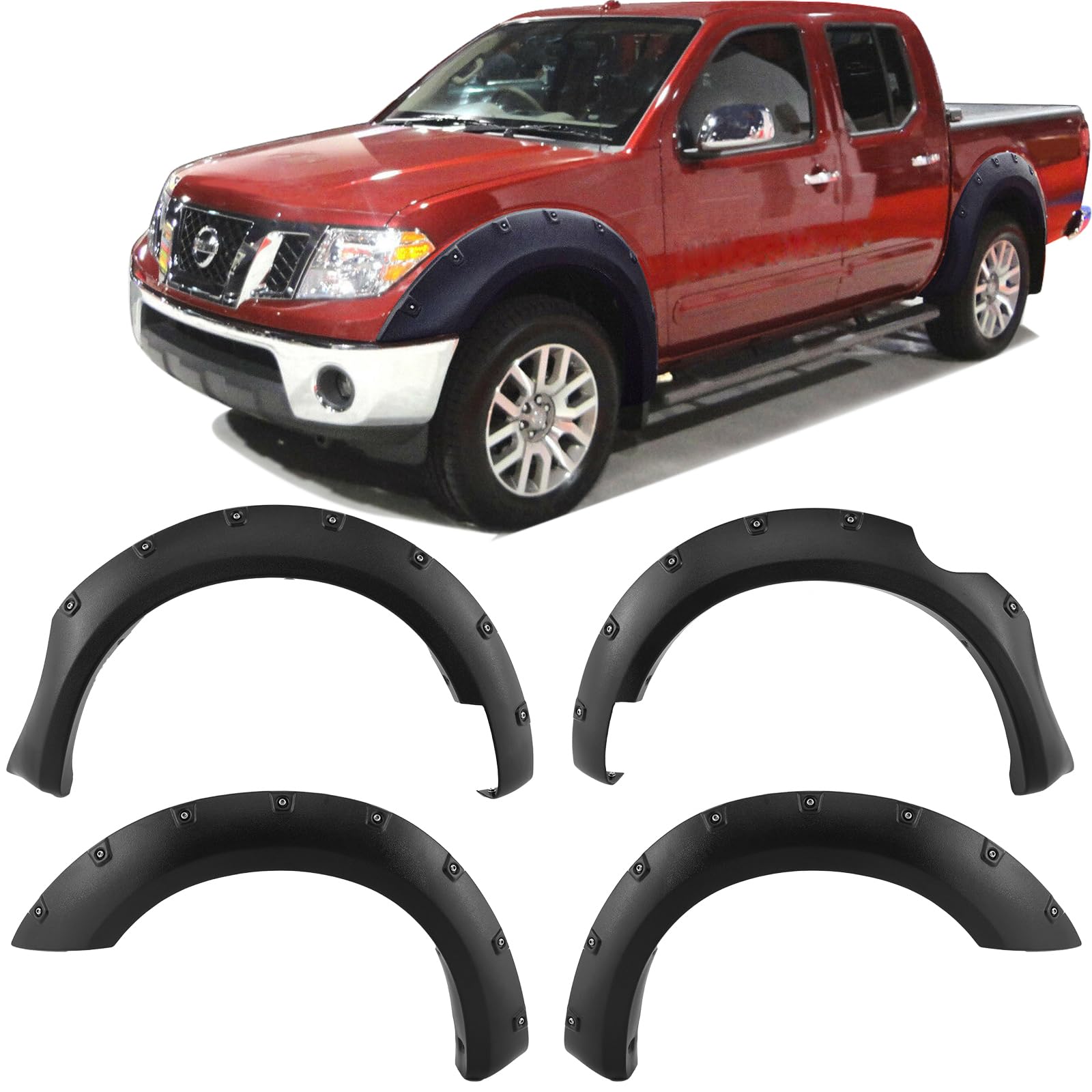 JHCHAN Kotflügelverbreiterung 6.5" Fender Flares für Nissan NAVARA 2006-2010 D40 Doppelkabine Verbreiterter 35 mm breiter Kotflügel 4 Stück von JHCHAN