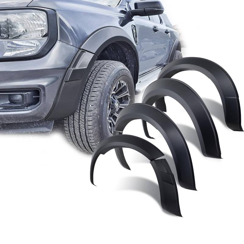 JHCHAN Kotflügelverbreiterung für Ford Ranger 2023-2024 T9 WILDTRAK LIMITED XL XLT TREMOR Fender Flares 5 Zoll zubehör Radkastenverbreiterung OHNE PDC (T9 XL XLT TREMOR) von JHCHAN