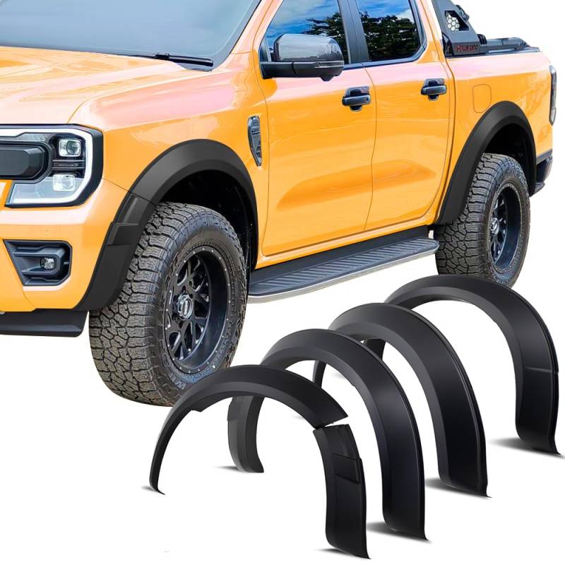 JHCHAN Kotflügelverbreiterung für Ford Ranger Wildtrak Ohne PDC T9 2023-2024 Fender Flares 5 Zoll Zubehör Radkastenverbreiterung von JHCHAN