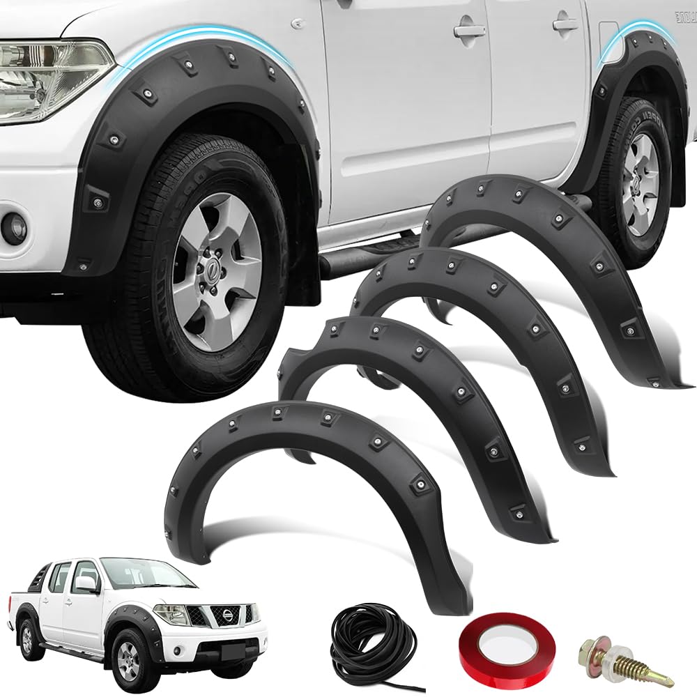 JHCHAN Kotflügelverbreiterungen für NISSAN NAVARA D40 SE 2006-2014 Doppelkabinen, 25 mm Schwarz ABS Extra Breite Radlaufverlängerungen Zubehör von JHCHAN