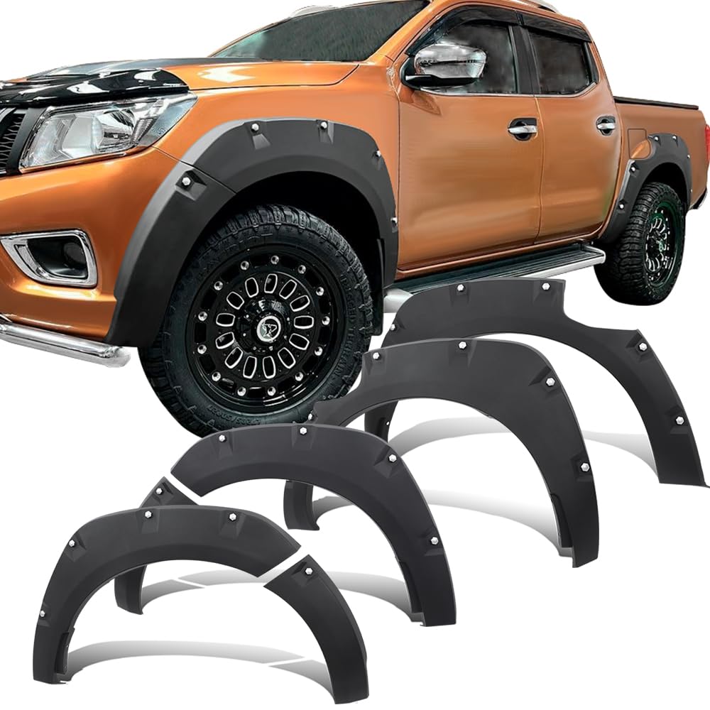 JHCHAN Kotflügelverbreiterungen für NISSAN NAVARA NP300 2015-2020 D23 Mit 2 Tankdeckel, N-Guard, Navara Trek-1°, Navara Tekna, Mattschwarz Pocket-style Radlaufverlängerungen Zubehör von JHCHAN