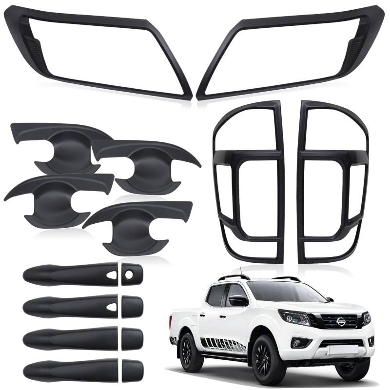 JHCHAN Offroad-Bodykit für Nissan Navara NP300 D23 2015-2020 Navara N-Guard Navara Trek-1° Navara Tekna Scheinwerferblenden Rücklichtabdeckung Autotürgriff Einsatz Türgriffabdeckung Satz von JHCHAN