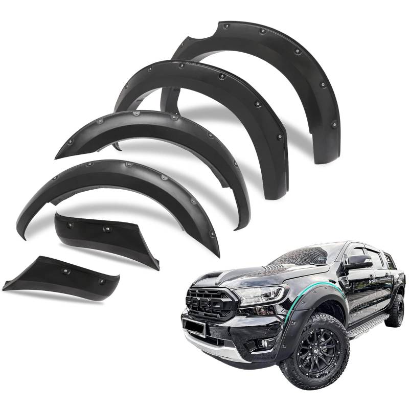 JHCHAN Radkästen Kotflügelverbreiterungen für Ford Ranger 2015-2022 Wildtrak Raptor Limited XL XLT Platinum Tremor T7 T8 MK2 MK3 Doppelkabinen (OHNE PDC) von JHCHAN