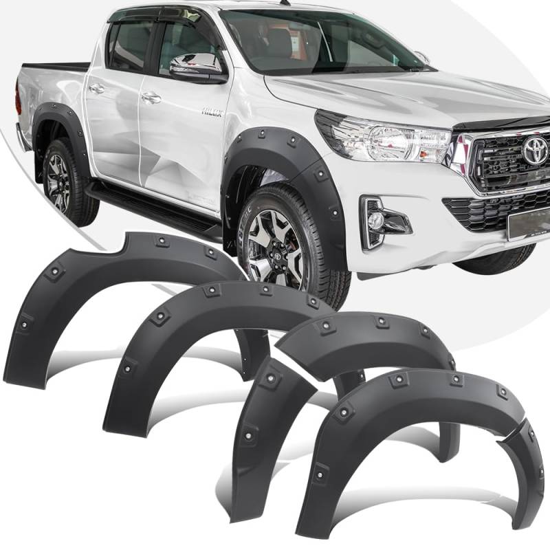 JHCHAN Radkästen Kotflügelverbreiterungen für Toyota Hilux 2018-2020 Hilux Invincible X Revo Rocco SR SR5 Doppelkabine, Radlaufverbreiterungen 35mm verbreitern 8,6 Zoll von JHCHAN