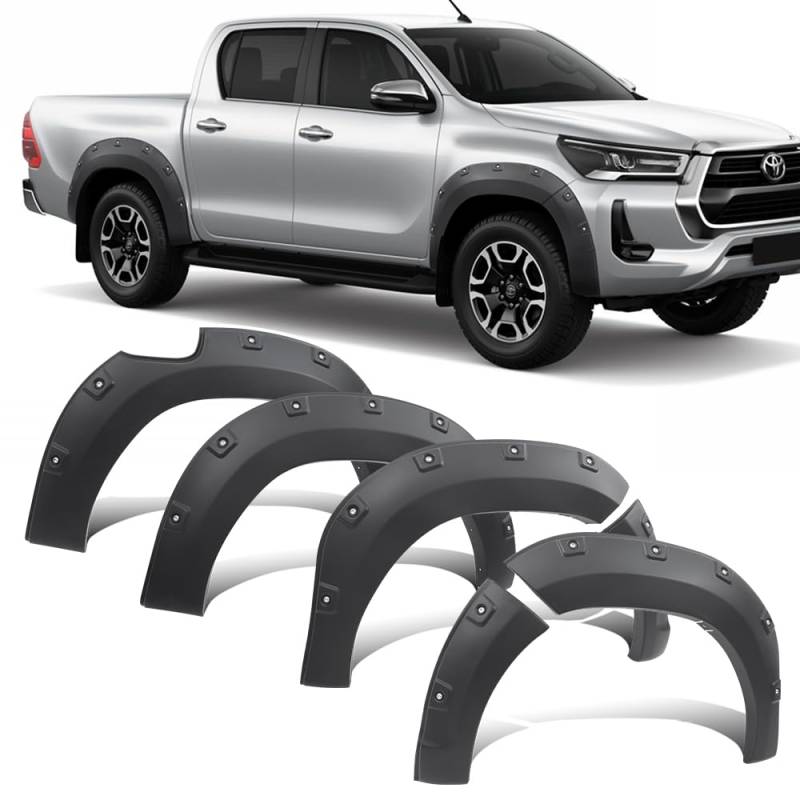 JHCHAN Radkästen Kotflügelverbreiterungen für Toyota Hilux 2021-2024 Basismodell Hilux Invincible X Rocco GR Sport Invincible Rogue Doppelkabine, Radlaufverbreiterungen 30mm verbreitern 8,6 Zoll von JHCHAN