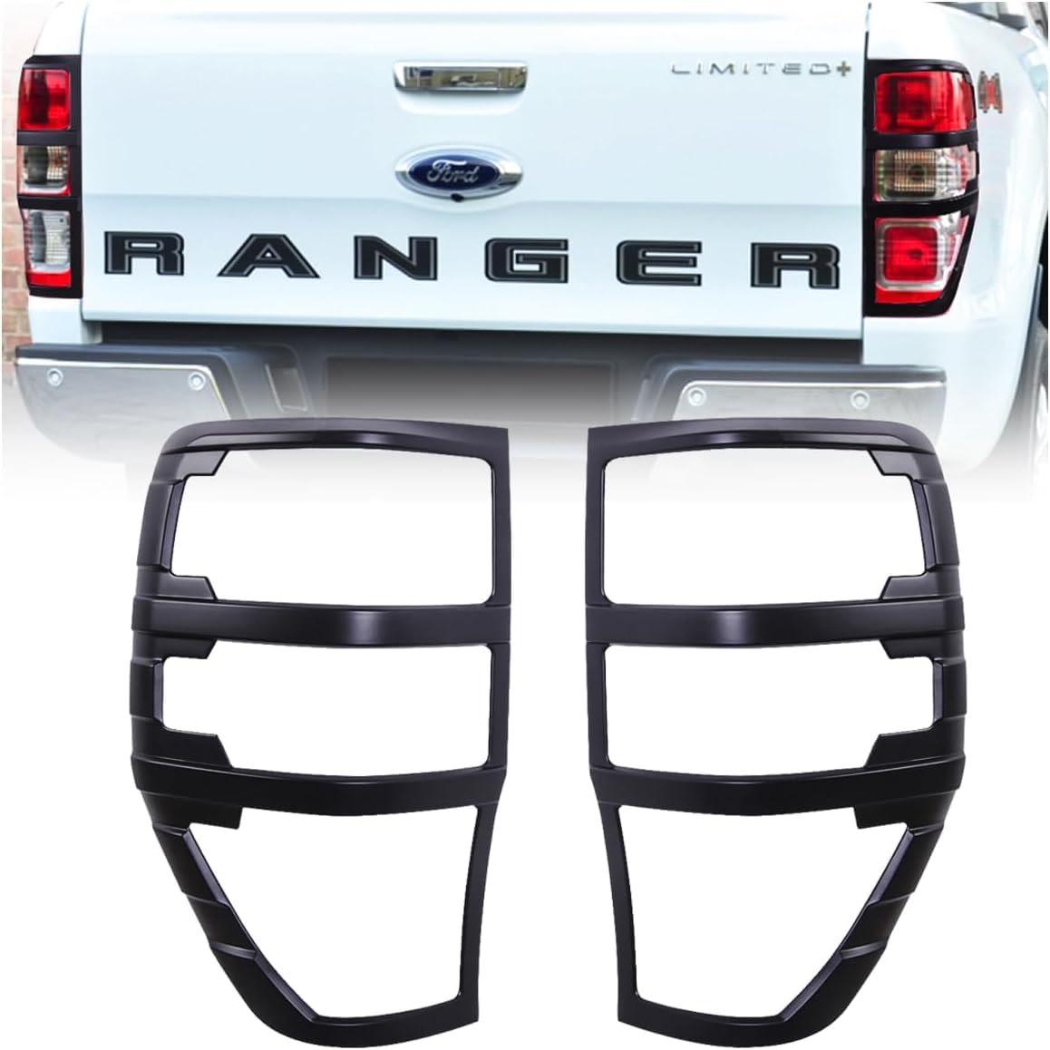 JHCHAN Rücklichtabdeckung für Ford Ranger 2012-2022 Wildtrak Raptor XL XLT Limited Platinum Tremor T7 T8 (2012-2022 Rücklichtabdeckung) von JHCHAN