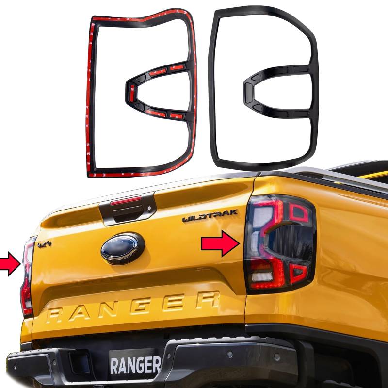 JHCHAN ABS Scheinwerferabdeckungen und Rücklicht Abdeckungen-Set für Ford Ranger 2023-2024 T9 Wildtrak Raptor Wildtrak X Limited Platinum (Rücklichtabdeckung) von JHCHAN