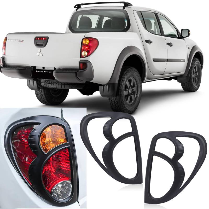 JHCHAN Rücklichtabdeckung für Mitsubishi L200 2006-2014, L200 Triton KA KB ABS Mattschwarze Rücklichtschutzverkleidung von JHCHAN