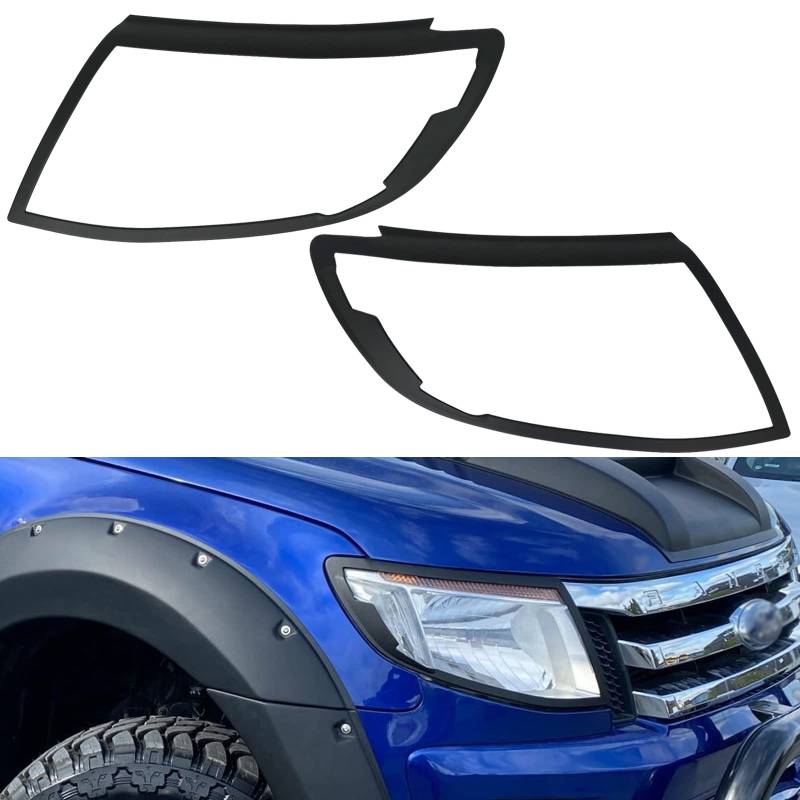 JHCHAN Scheinwerferabdeckung für Ford Ranger Wildtrak Raptor 2012 2013 2014 T6 XL XLT Limited Platinum Tremor MK1 (2012-2014 Scheinwerferabdeckung) von JHCHAN