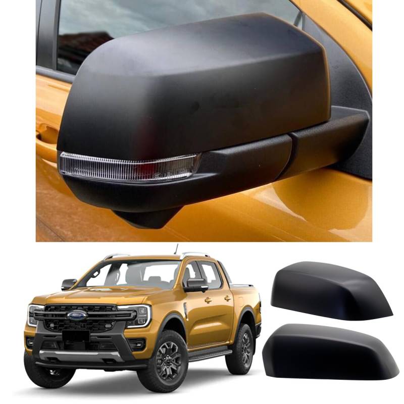 JHCHAN Spiegelabdeckung Seitenspiegelkappe Schwarz für Ford Ranger T9 2023+ Wildtrak XLT XL Limited Tremor Platinum Raptor (Ranger 2023-2024) von JHCHAN