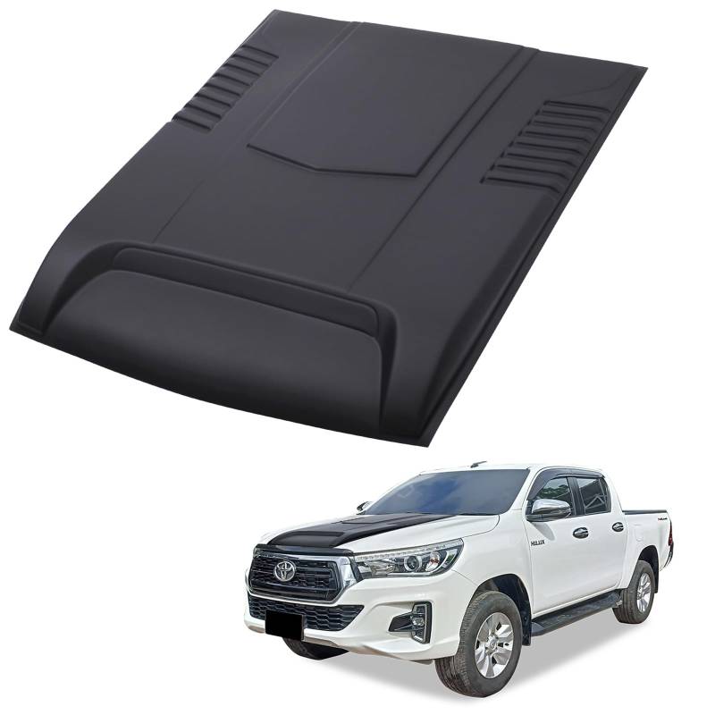 JHCHAN Schwarz Motorhaubenschaufel für Toyota Hilux 2015-2020 AN110 AN120 AN130 Active Icon Revo Invincible X Invincible GR Sport Revo Rocco Rogue, ABS Motorhaube Offroad-Zubehör (HILUX 2015-2020) von JHCHAN