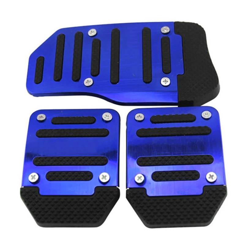 Bremse Fußpedal Bremspedalabdeckung 3-teiliges Auto-Innenzubehör, Universal-Racing-Handbuch rutschfeste Fußpedal-Pad-Abdeckung Aluminium, Automatisches Getriebe, Bremse, Beschleuniger(Blau) von JHMHCOQ