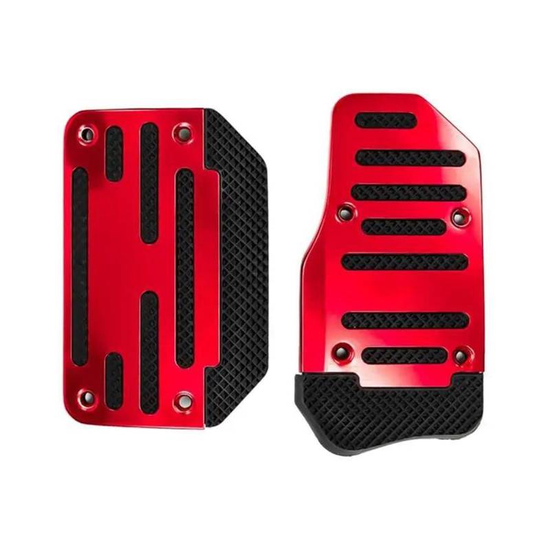 Bremse Fußpedal Bremspedalabdeckung Universal Aluminium Auto Zubehör Innen Automatische Übertragung Auto Fuß Gas Pedal Set Abdeckung rutschfeste Pedale Bremse Kit Kraftstoff(Rot) von JHMHCOQ