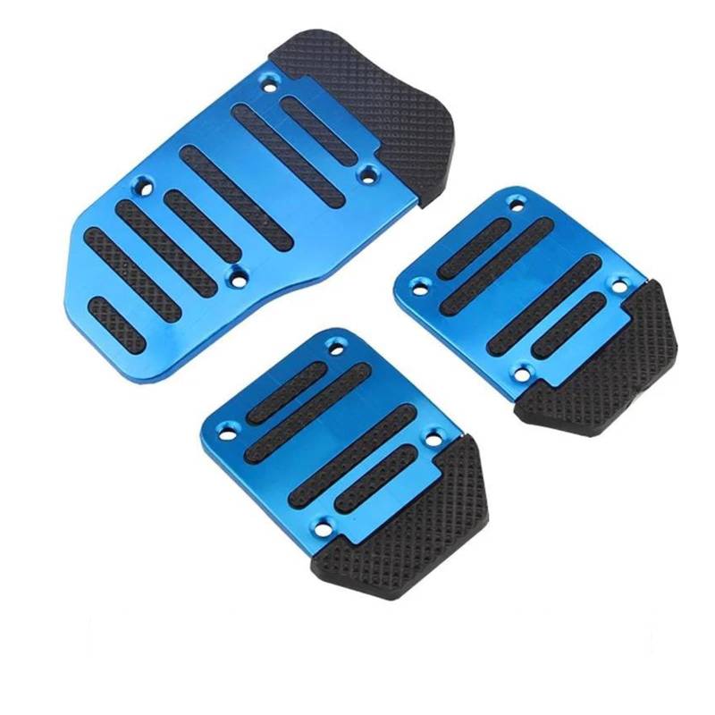 Bremse Fußpedal Bremspedalabdeckung Universal-Fußmatten-Set Aus Aluminiumlegierung Für Rennwagen, Sport, Manuell, Automatisch, Kupplung, Gas, Bremse, rutschfeste Pedalauflagen(3 pcs Blue) von JHMHCOQ