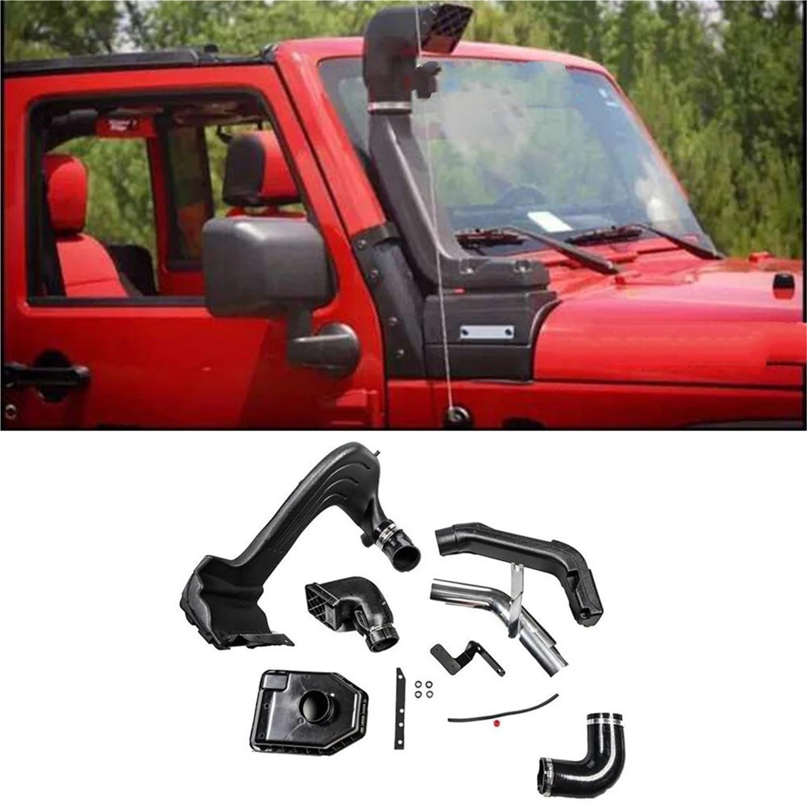 Ftansaugschlauch Für Jeep Für Wrangler JK J182 2007 2008 2009 2010 2011 2012 2013 2014 2015 2016 2017 Schwarz ABS Schnorchel System Air Intake Kit Lufteinl von JHMHCOQ