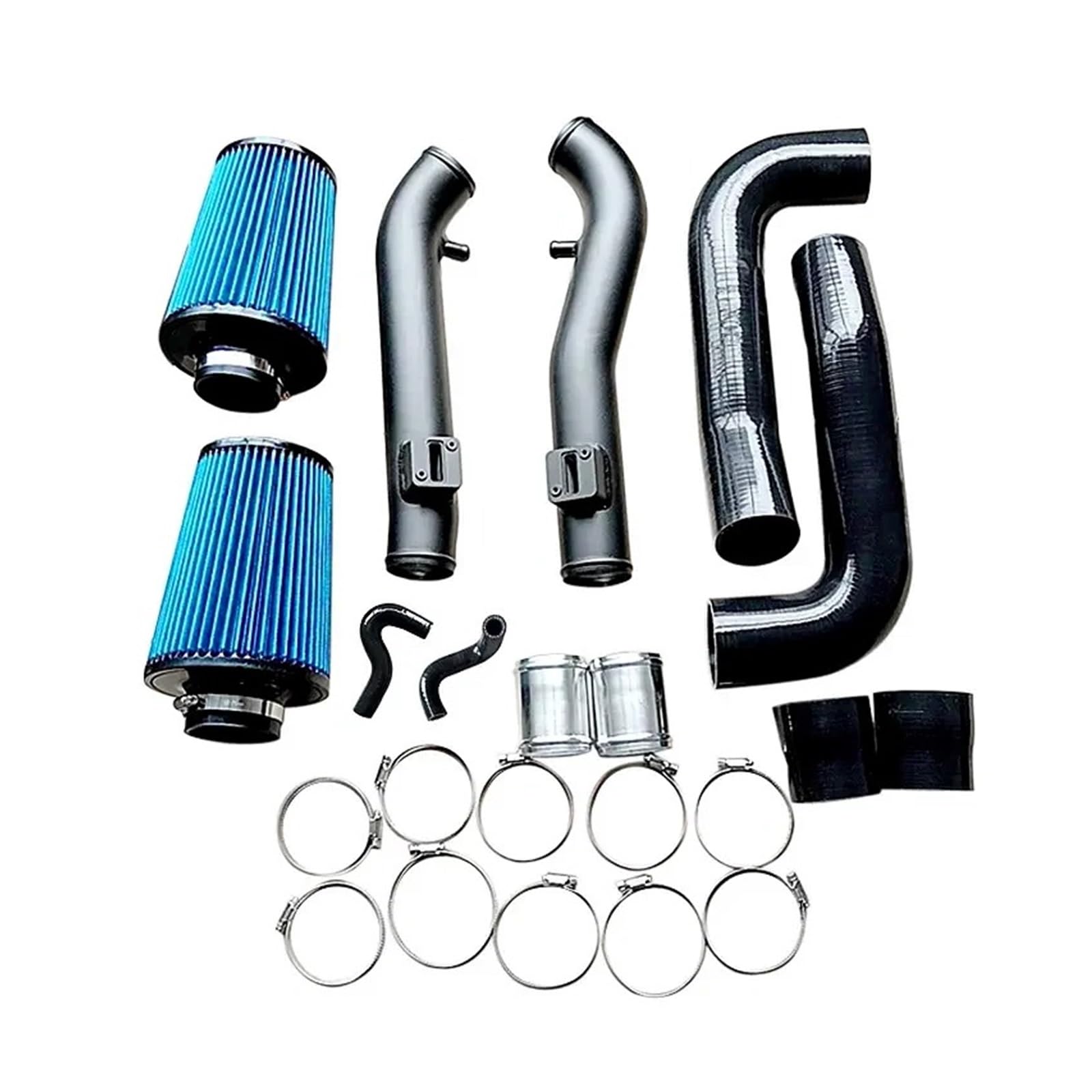 Ftansaugschlauch Für Nissan 350Z 370Z G35 G37 Q50 2,5 "Polnisch Silber Farbe Kaltlufteinlass Kit Mit Silikonschlauch Seite PCV Entlüftungsschlauch Set Lufteinl(Blau) von JHMHCOQ