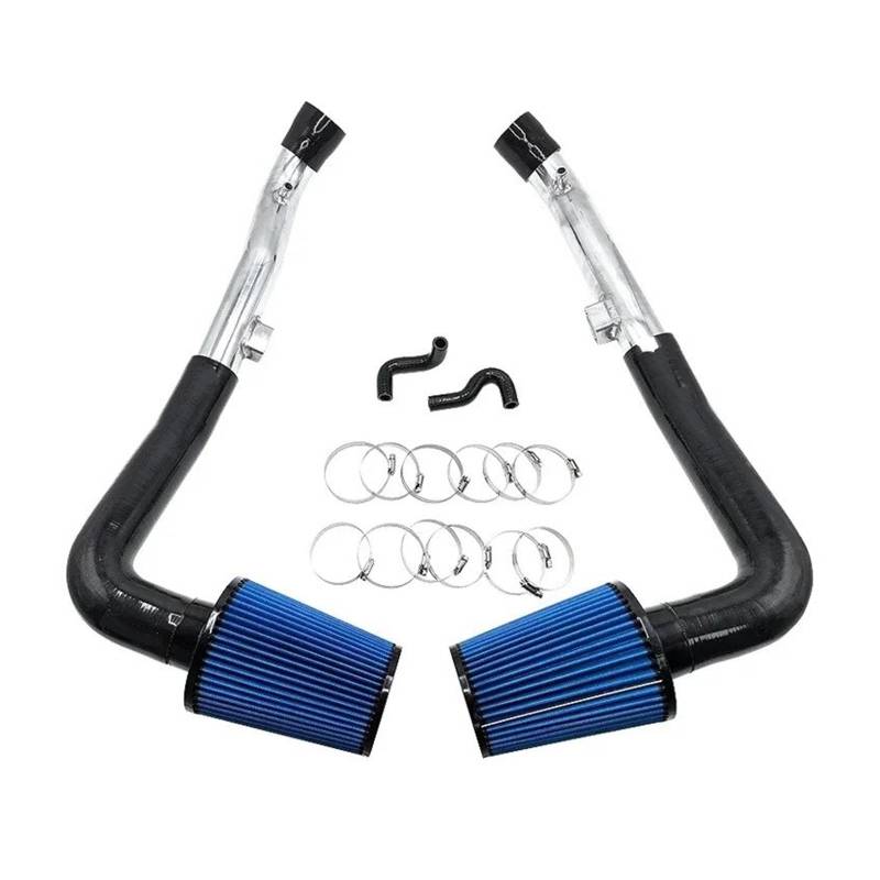 Ftansaugschlauch Für Nissan 370Z / G37 VQ37VHR Q60 3" Polnisches Silber Farbe Kaltlufteinlass-Kit Mit Silikonschlauch-Seiten-PCV-Entlüftungsschlauch-Set Lufteinl(Blau) von JHMHCOQ