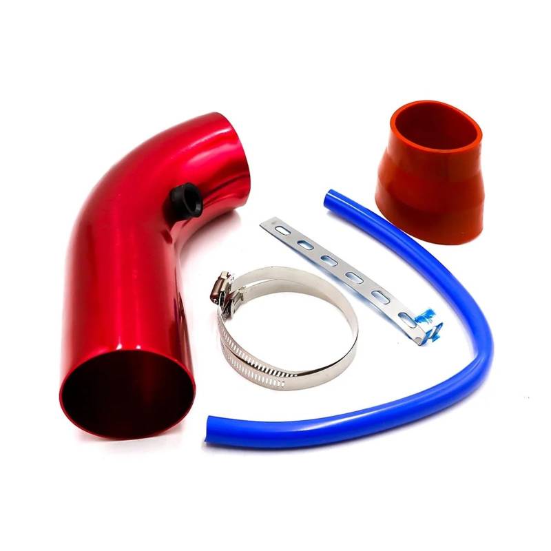 Ftansaugschlauch Universal 3'' Zoll 76mm Aluminium Auto Luftansaugrohr Kit Rohre Kaltluftansaugsystem Kanalrohr Kit Luftfilter Lufteinl(Rot) von JHMHCOQ