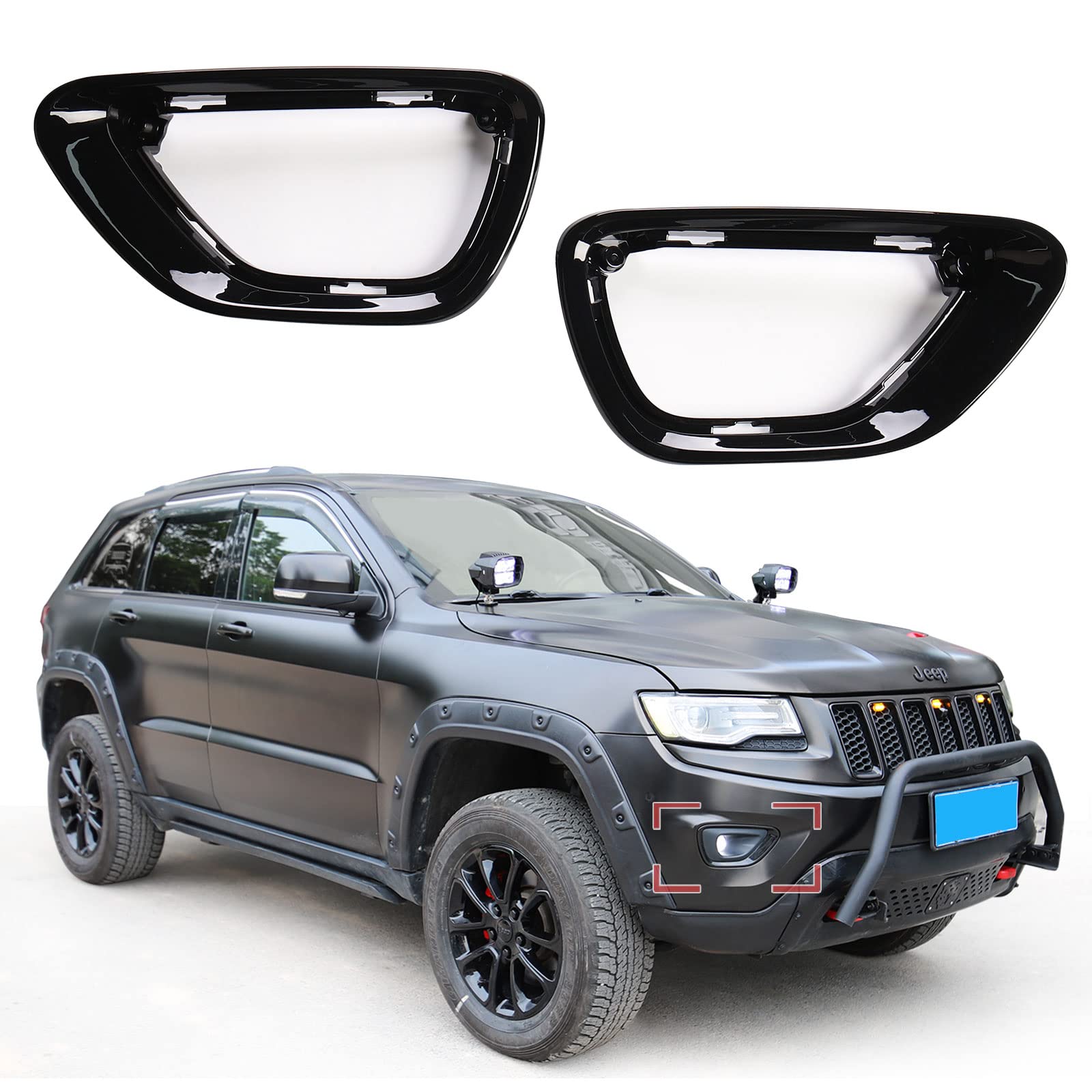 JHO Auto-Nebelscheinwerfer-Abdeckung, für Jeep Grand Cherokee 2014–2016 2015, limitiertes Zubehör, Schwarz von JHO