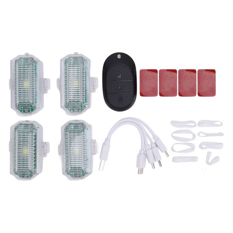 4pcs drahtlose LED -Blitzlichter mit Fernbedienung, 1000mAh wiederaufladbares RGB -Blitzlicht mit 7 Farben und Mehreren Modi für Auto, Haustier, Nachtlauf, Nachtlauf von JHS-TECH