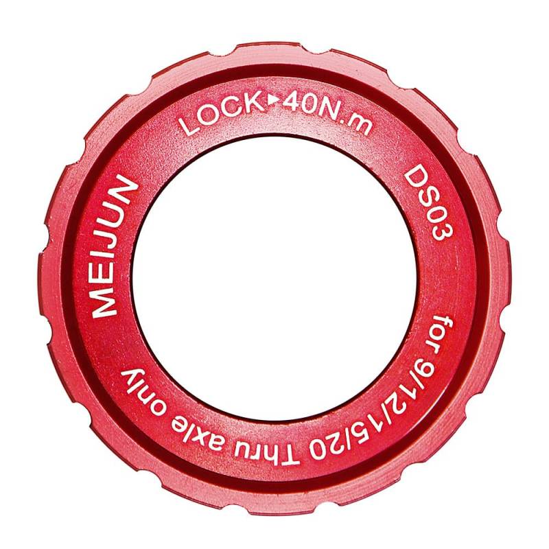 MEIJUN Mountain Center Lock, außergewöhnlich starker Centerlock-Verschlussring aus Aluminium, kompatibel mit 9/12/15/20 mm Stecknabenachsen Centerlock-Scheibe für Mountainbikes (Rot) von JHS-TECH