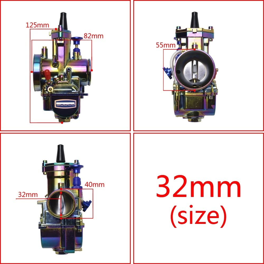 Bunter Universal-Vergaser, passend Kompatibel mit PWK 24, 26, 28, 30, 32, 34 mm, mit Power Jet, kompatibel mit 2/4-Takt-Motoren, Vergaser(WCK-PWK32MM) von JHTRHZ