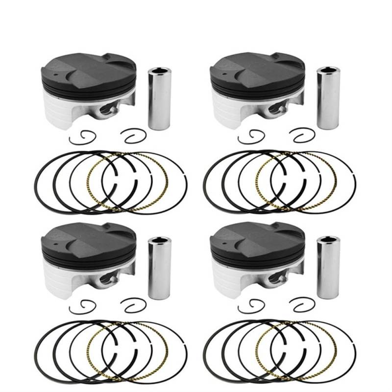 Motorrad-Kolben- und Kolbenringsatz, 4 Sätze, Bohrungsgröße STD 56 mm +25 +50 +75 +100, kompatibel mit FZR400RR SP 3TJ FZ400 FZ 400 4YR 1997(Assembly 57MM) von JHTRHZ