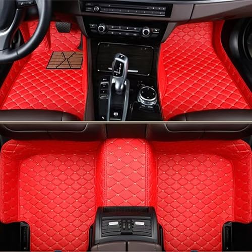 Auto Custom Leder Fußmatten für BMW M4(4seats) 2014-2019 (LHD), Leder Anti Rutsch Tragen Automatten Allwetter Matten-Floor schutzAuto Zubehör,B/Red von JHYGBKYHGG