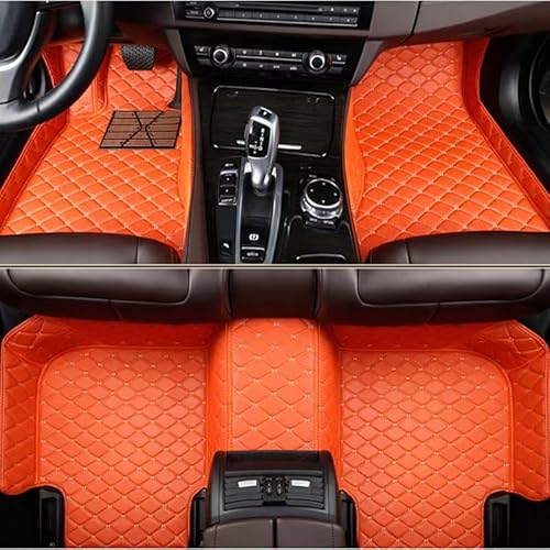 Auto Custom Leder Fußmatten für BMW Serise 3 Cabriolet 2007-2013 (LHD), Leder Anti Rutsch Tragen Automatten Allwetter Matten-Floor schutzAuto Zubehör,G/Orange von JHYGBKYHGG