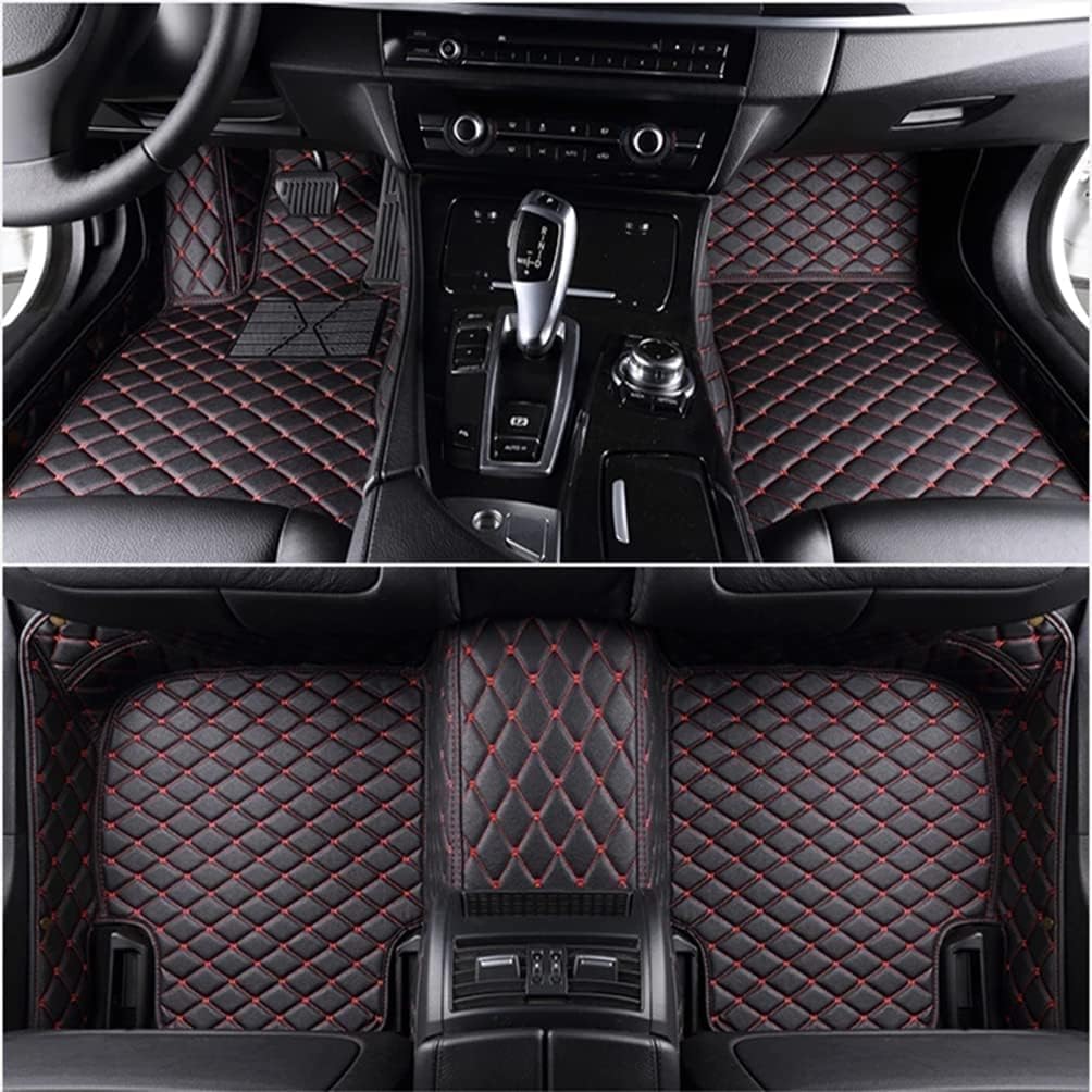 Auto Custom Leder Fußmatten für BMW X4 F26 2014-2018 (LHD), Leder Anti Rutsch Tragen Automatten Allwetter Matten-Floor schutzAuto Zubehör,D/Black-Red von JHYGBKYHGG