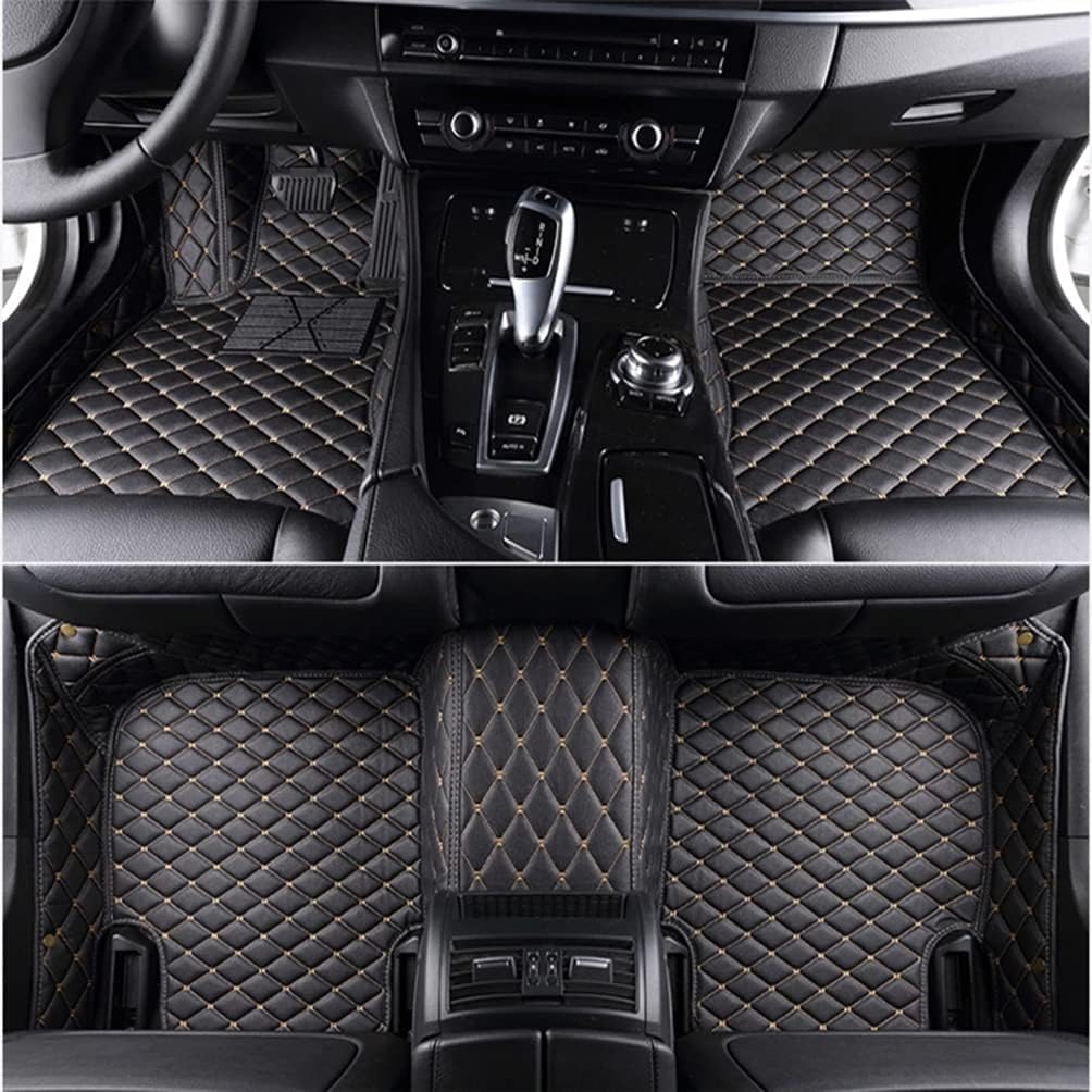 Auto Custom Leder Fußmatten für BMW X5 (7seast) F15 2013-2018 (LHD), Leder Anti Rutsch Tragen Automatten Allwetter Matten-Floor schutzAuto Zubehör,C/Black-Beige von JHYGBKYHGG